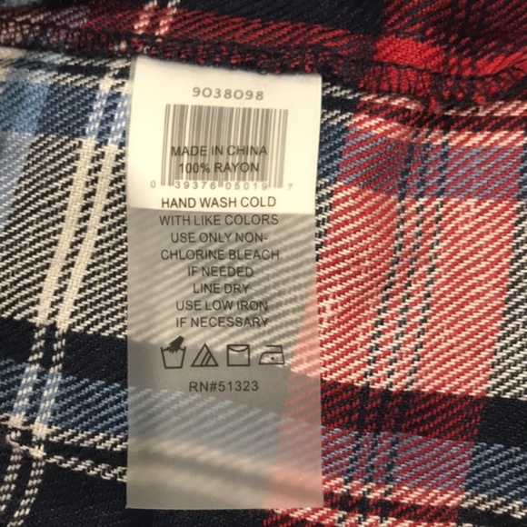 Vince Camuto Embroidered Plaid Peasant Blouse - Picture 2 of 6